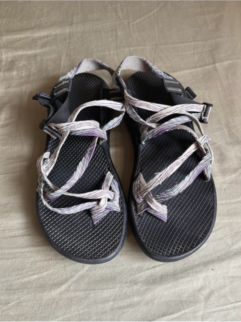 Granola Girl Chaco Outdoor Hiking Strappy Sandals with Purple & Teal Straps